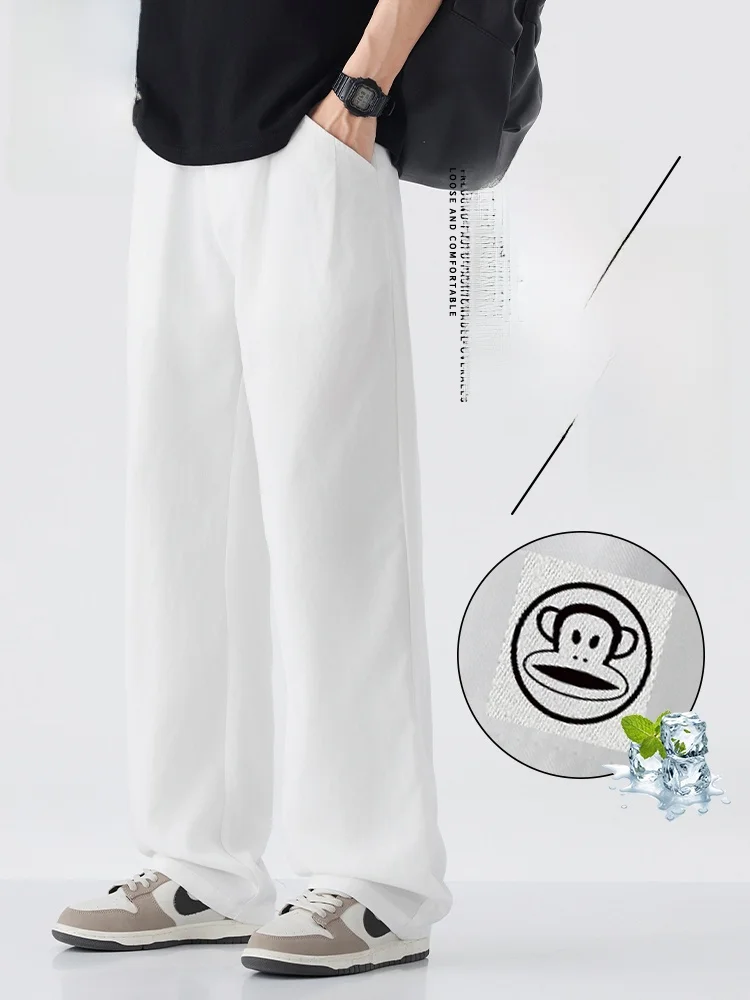 

PaulFrank Linen Lyocell Casual Pants Men's Vintage Loose Straight Leg Spor Trousers Autumn Seasonal Comfortable Fit