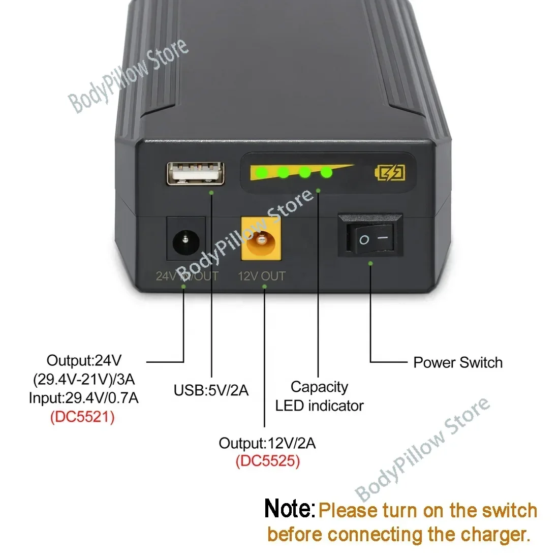 PB240A1 Rechargeable Lithium Battery 18650 24V/12V/5V 3200mAh 18650 Li-ion Portable 24 Volt Batteries