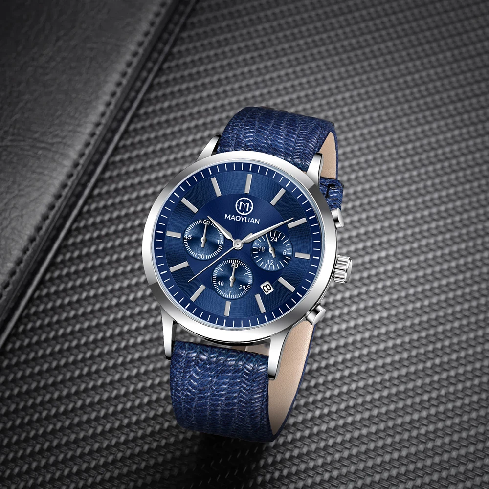 MAOYUAN Luxury Men's Watch Quartz Waterproof Date Chronograph Leather Men's Watch Military Sports Men's Watch Reloj