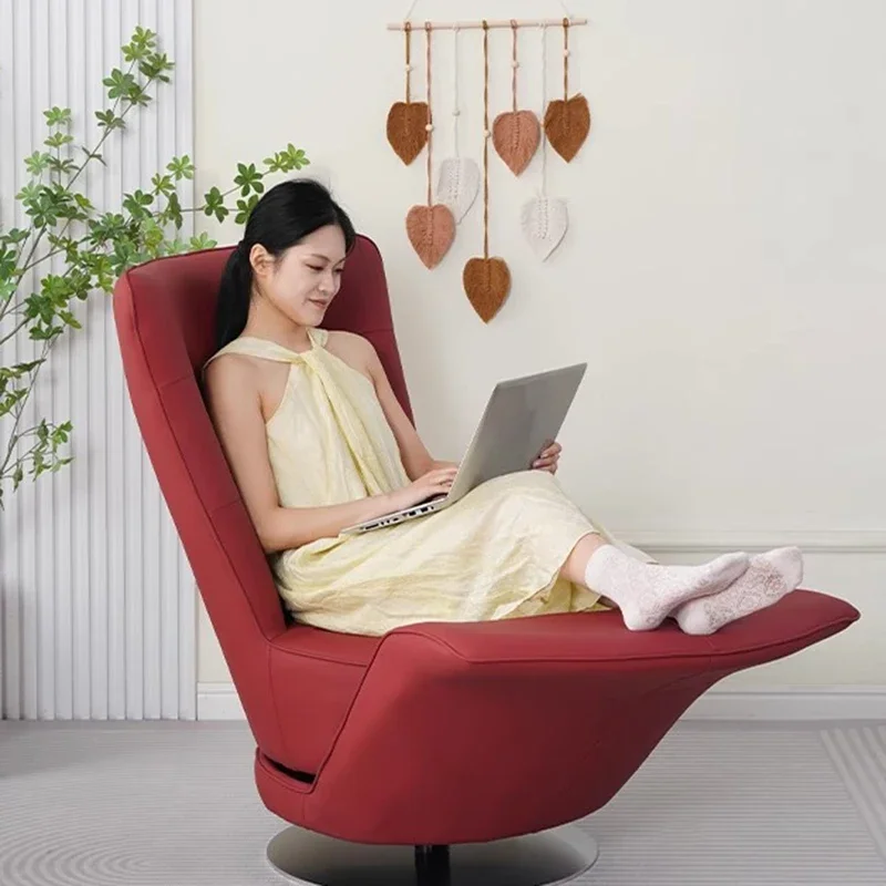 كرسي غرفة المعيشة الدوار من الجلد، كرسي دوار كبير الحجم باللون الأسود الحديث، أثاث منزلي فاخر للاسترخاء من Mecedora Adultto #2