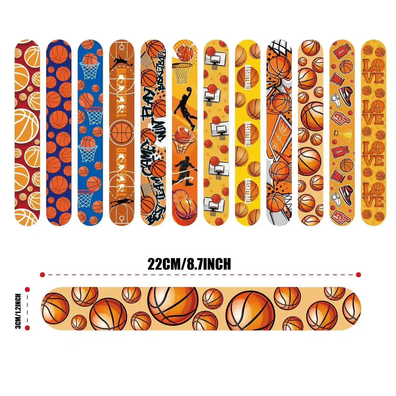 12pcs Basketball Slap Bracelets Boys Basketball Birthday Party Decorations Basketball Bracelets Kids Sports Theme Party Favors