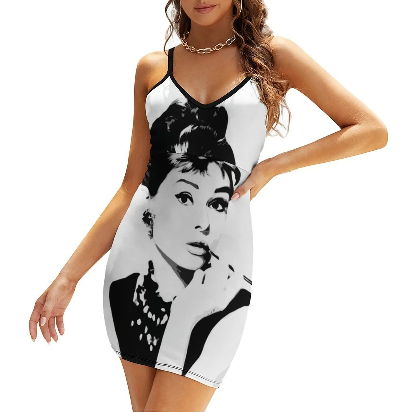 

Audrey Hepburn Portrait Art Sling Dress women's dresses luxury evening dress ladies african dresses for woman
