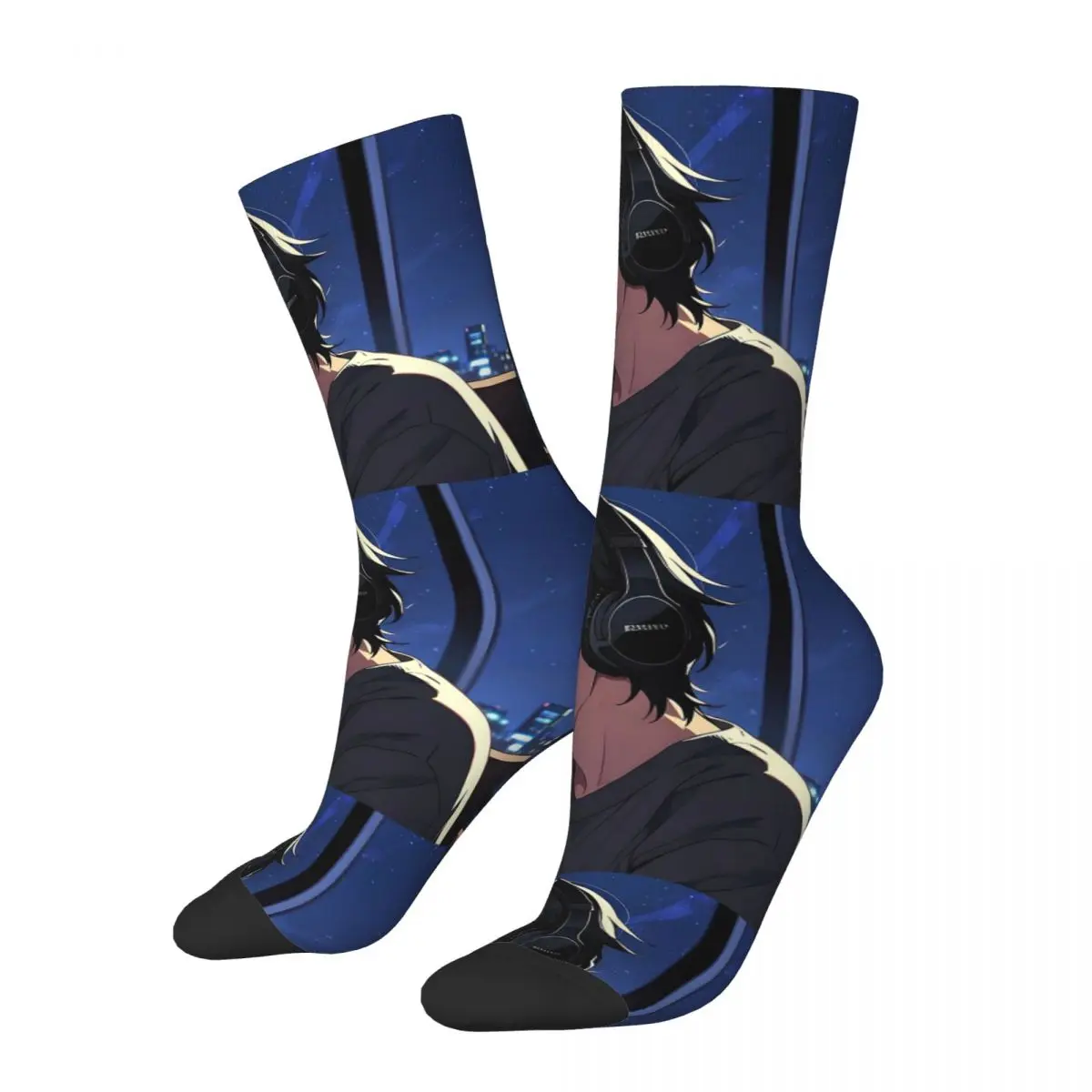 Lofi Beats Handsome Boy 2 Socks Harajuku Soft Stockings All Season Long Socks Accessories for Man's Woman's Birthday Present