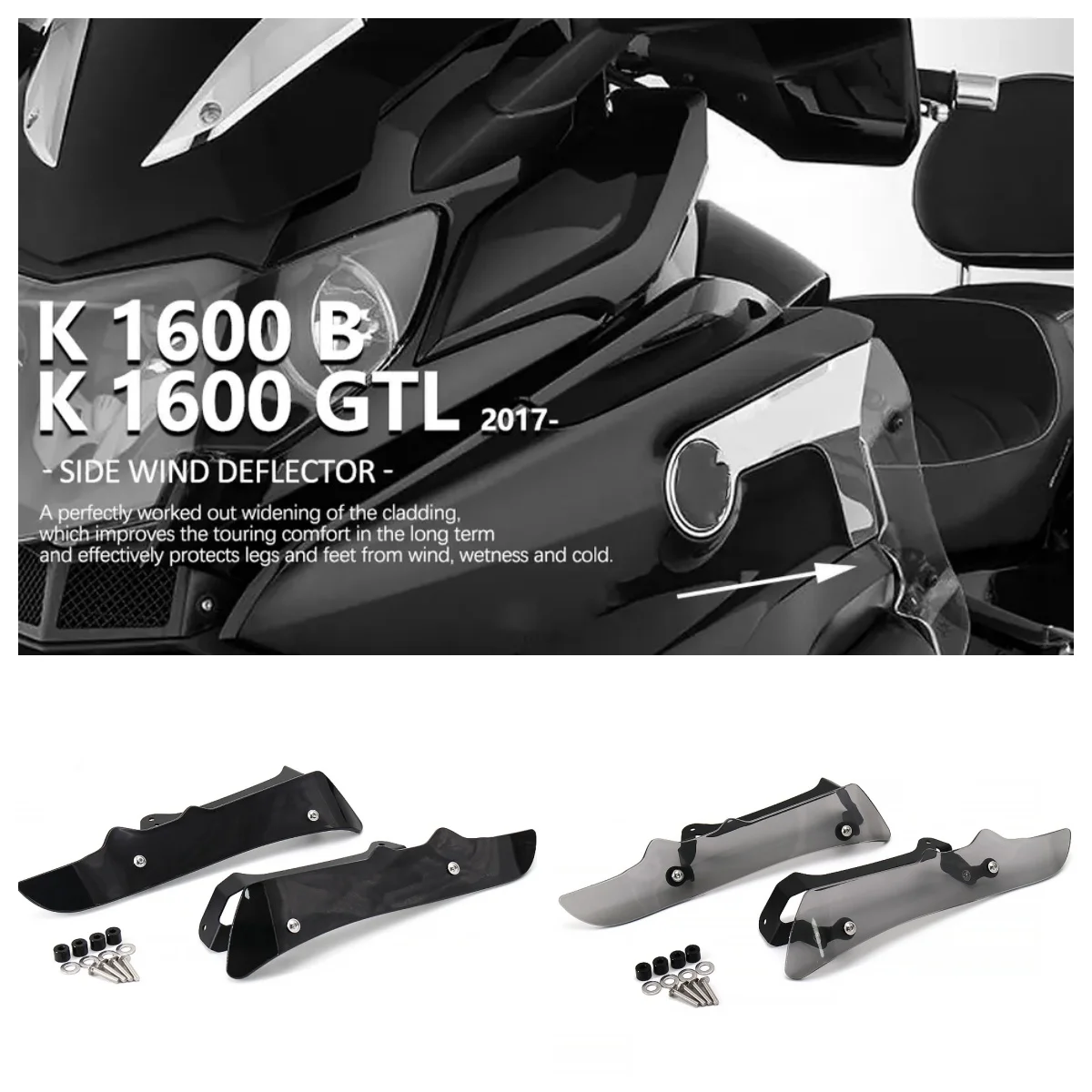 

For BMW K1600B K1600GTL K 1600 B GTL 2017 New Acrylic Wind Deflectors Windshield Extender Feet Mudguard 3 Color Fender Extension