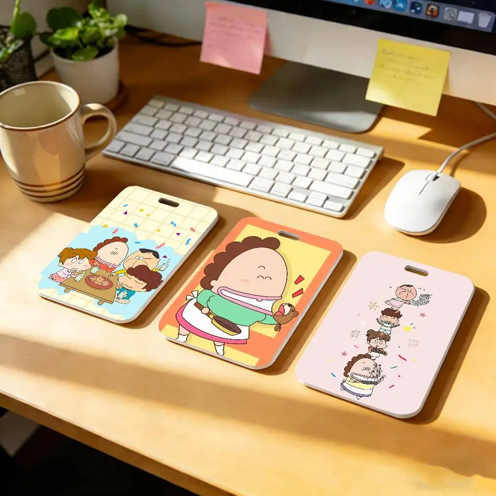 Cartoon A-AtaShiNcHi-I Lanyard Pull Back Clip Holder and Card Holder Rotating Back ID Card Family Gift