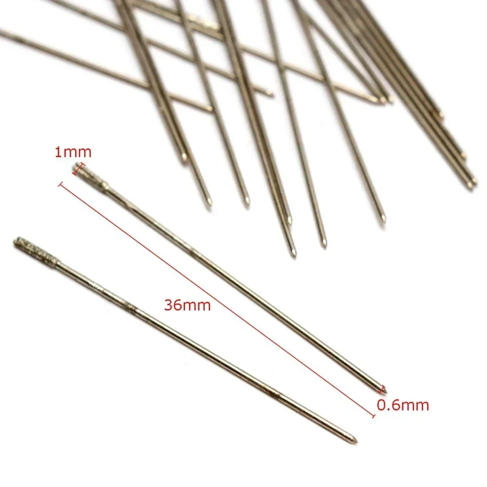 20pcs 1mm Diamond Coated Lapidary Drill Bits Solid Bits Needle For Jewelry Ceramic Agate Jade Amber Drilling Tool