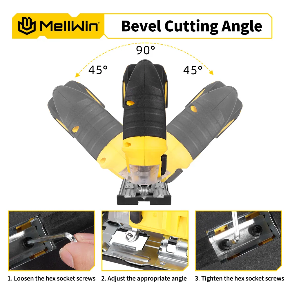 MELLWIN 3500 U/min Elektrische Stichsäge Mit 31 Klinge Drahtlose Kurvensäge Multifunktions-Holzbearbeitungswerkzeug-Set Für Makita 18 V Batterie Pin – Detail 7