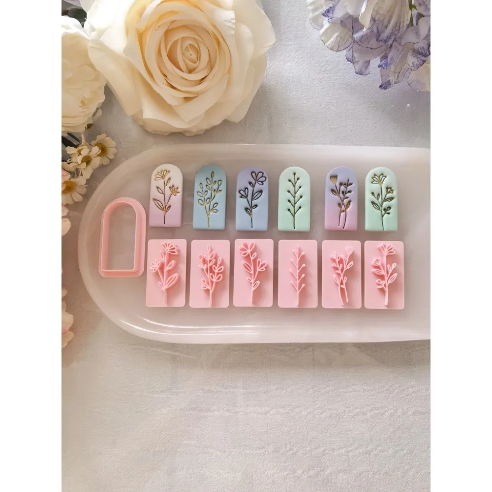 

Трава Цветок Лист Полимерная Глина Штамп Тиснение Текстура Дизайнер DIY Глина Ювелирные Изделия Серьги Инструменты