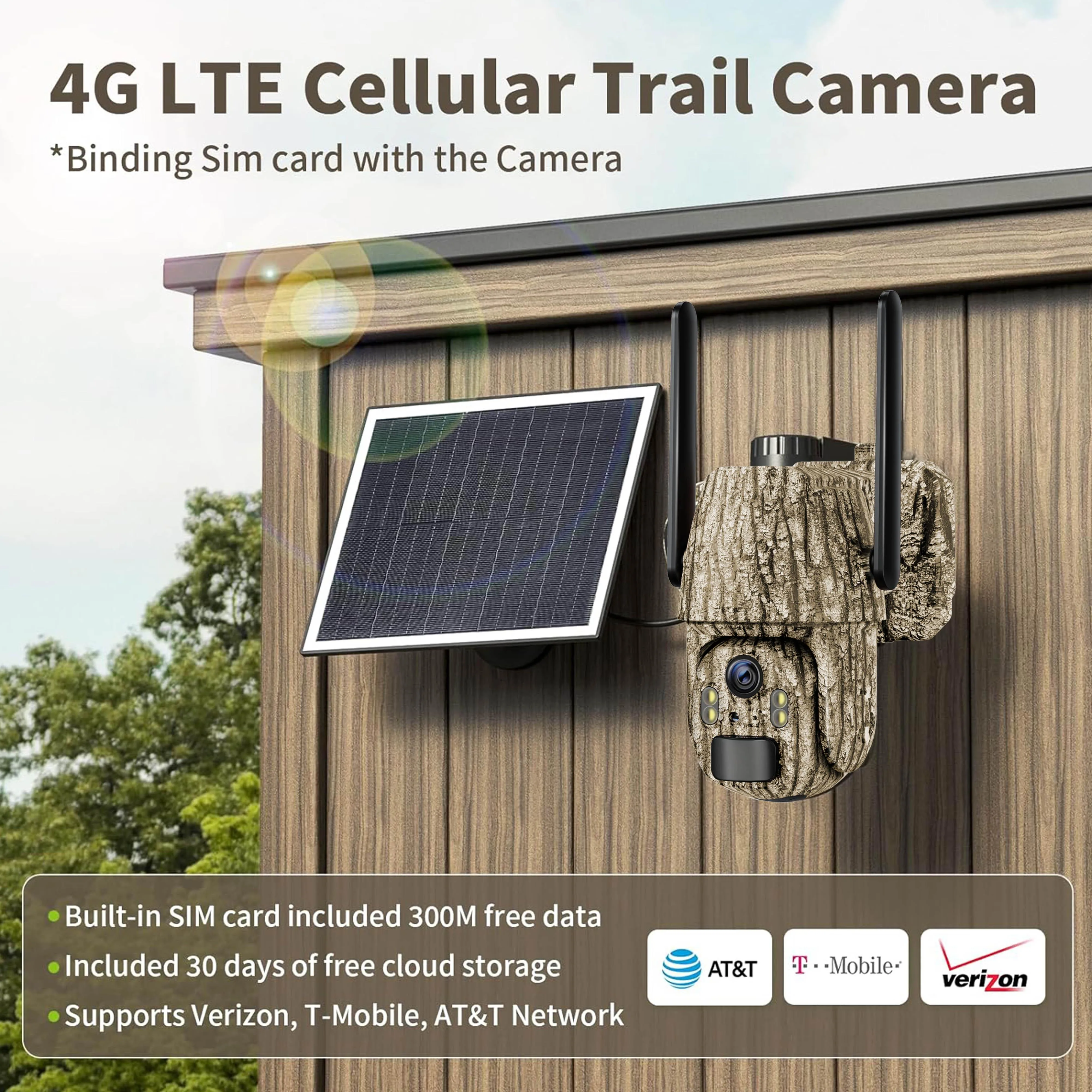 كاميرا 4G LTE Solar Trail مع 360 °   العرض المباشر: 2K HD، خطة بيانات غير محدودة، للأمن على مدار الساعة ومراقبة الحياة البرية