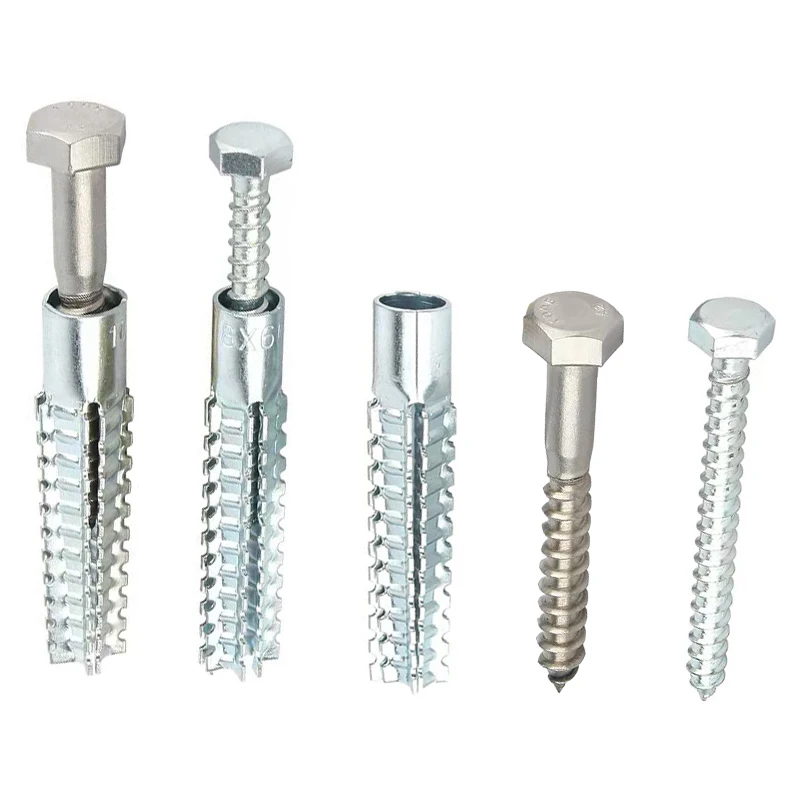 M8 M10 Tree Shaped Wall Anchor with Hexagonal Head Screws Metal Expansion Bolt for Concrete Hollow-Wall Wooden Wall 20-200Pcs