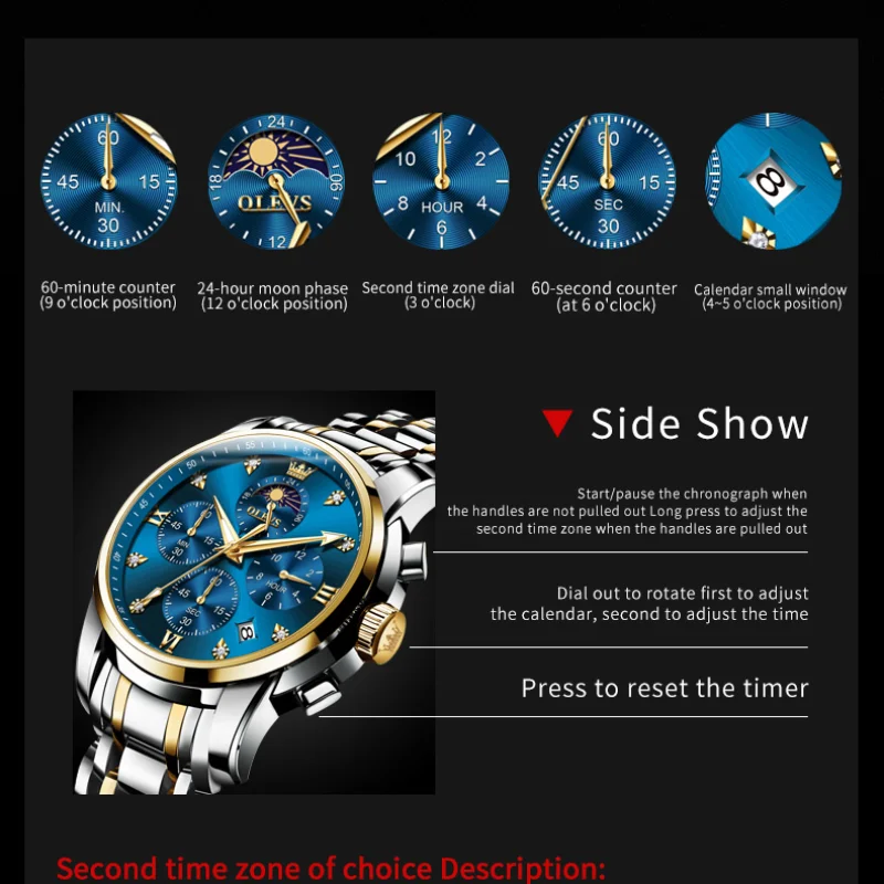 OLEVS 3655 Mens Watch Top luxury Brand Watch For Men Quartz Watch Multifunctional Waterproof Luminous Automatic Date Reloj