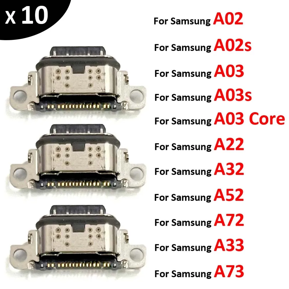 10Pcs USB jack socket connector charger Charging Port For Samsung A02s A22 A32 A52 A72 A03 Core A03s A33 A73 A53 4G 5G