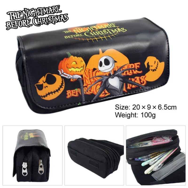 Nightmare Before Christmas Pencil Bag Anime Cartoon Jack Skellington Wallet Cosplay Pencil Box Halloween Coin Purse Kids Gift