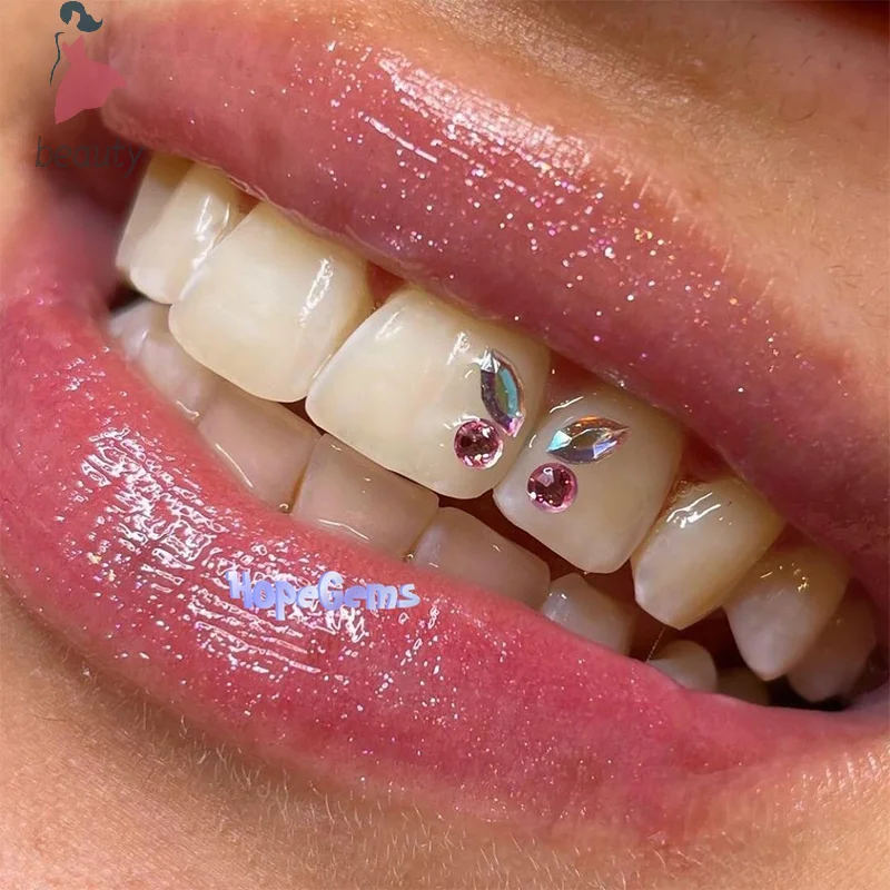 Gemas de cristal para dentadura Dental, adorno de diamante de varias formas, joyería de dientes de Color, acrílico para dentadura, 4 unids/lote por caja