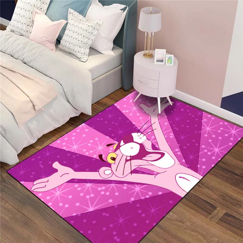 MINISO Pink Panther Printing Carpet for Girls Room Living Room Bedroom Home Decor Area Rug Non-slip Mat Pink Room Decor Sofa Mat