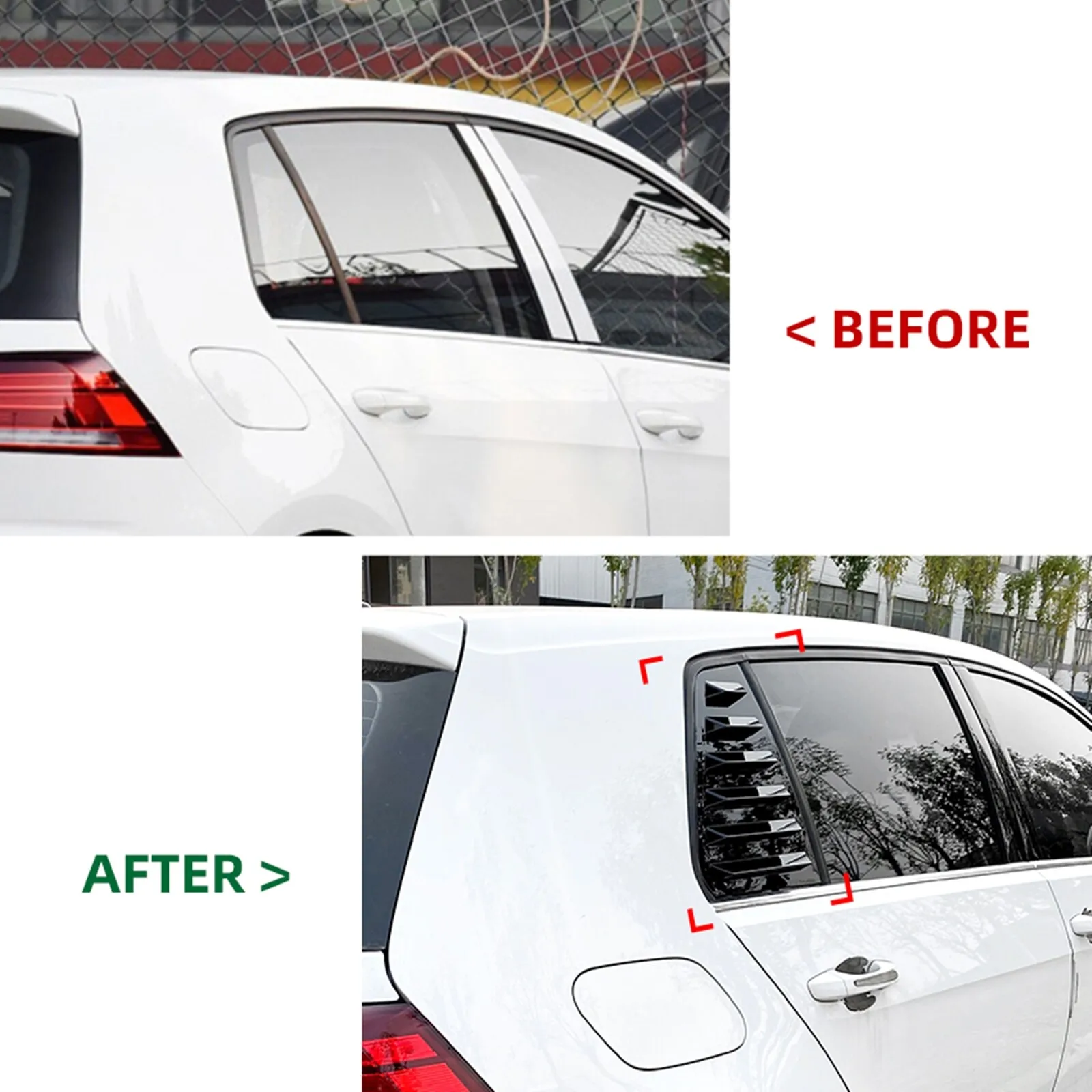 2Pcs For VW Golf MK7 MK7.5 2013-2019 Rear Side Vent Window Louver Shutter Cover Trim Side Door Panel Cap Car Auto Accessories
