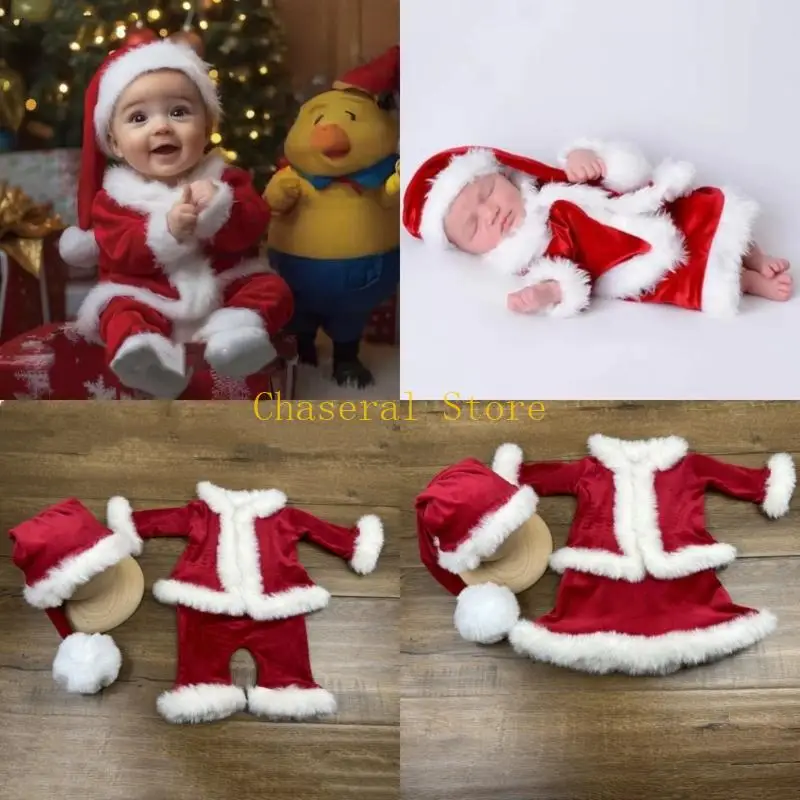 E7CE Baby Holiday Photography Costume Cosy Polyester Fabric Christmas Party Attire