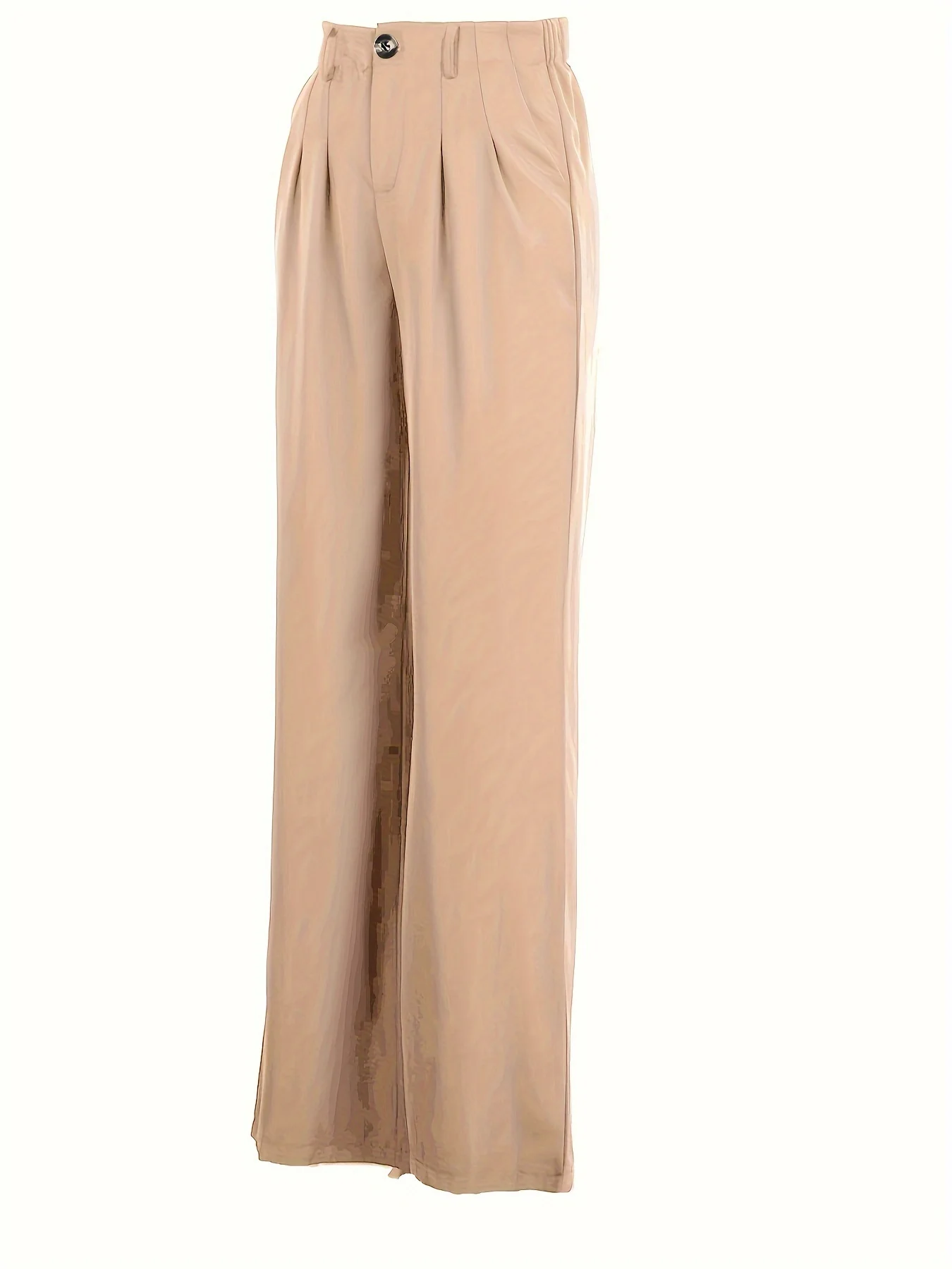 Pants for women in summer, simple and cool, wide leg pants with high waist, loose and casual straight zipper, pleated plain pant