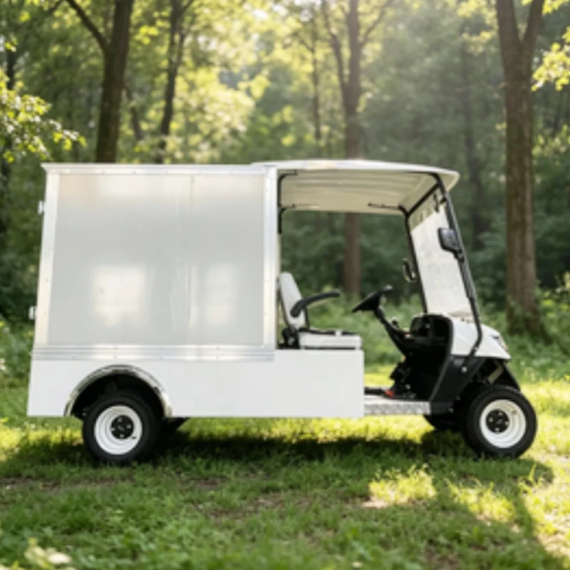 Factory Wholesale Electric Golf Cart Latest Stylish 72V Lithium-Battery Cargo Golf Buggy For Resort Fully Enclosed Cargo Box