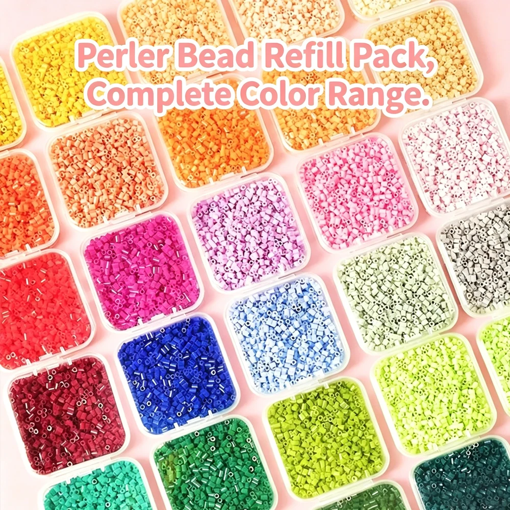 1000pcs 2.6mm Complete Perler Beads DIY Kit, Bulk Fuse Beads Refill, All Colors Craft Beads for Handmade Projects Art & Crafts