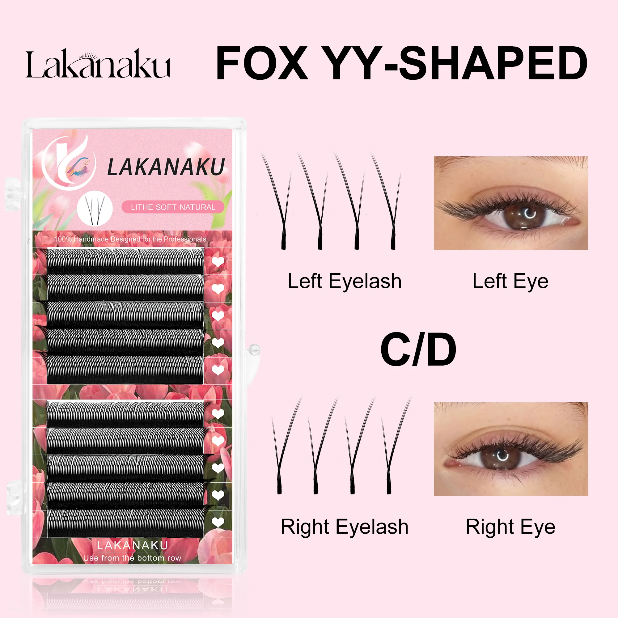 ラカナク YYシェイプ ブラックフォックスアイズ アイラッシ - Eyelash Extension Fox Eye のレビューと価格