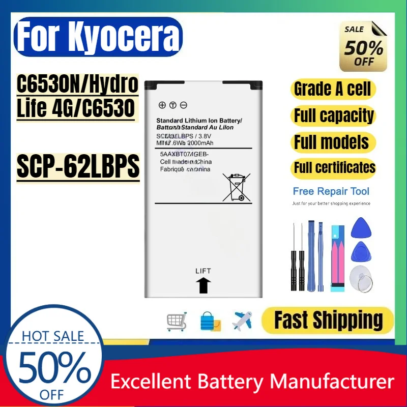 0 Cycle SCP-62LBPS Battery for Kyocera C6530N Hydro Life 4G C6530 Phone High Quality Replacement Battery Lithium Ion Bateria