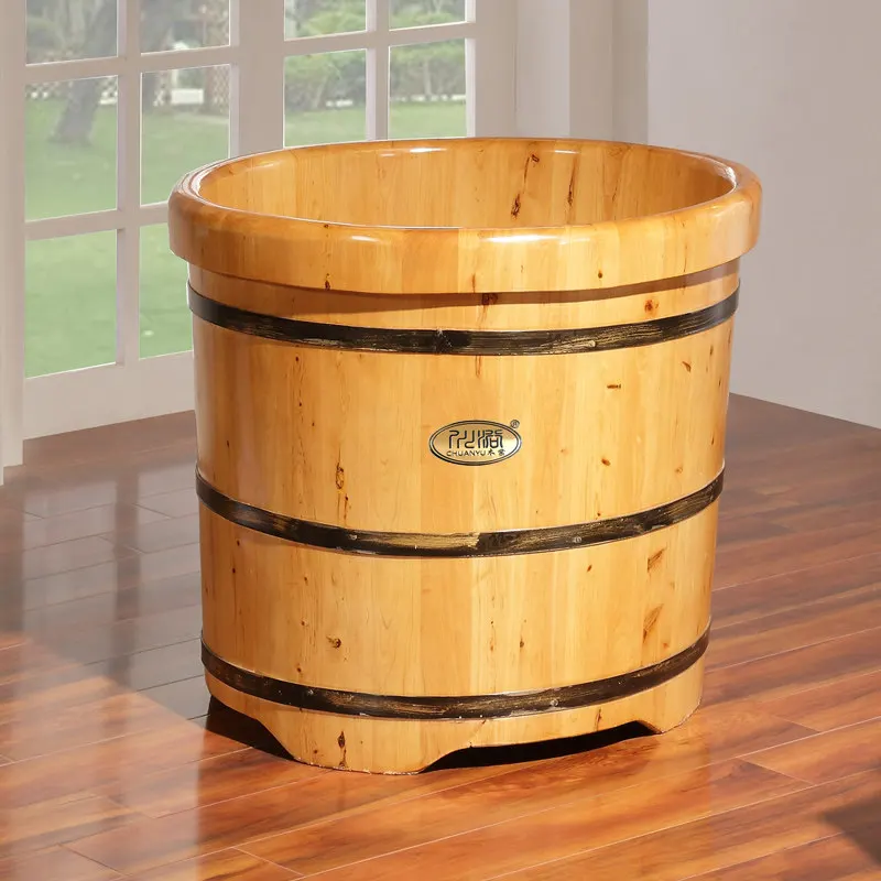 Round bath tub Solid wooden bathtub Bath bucket Thickened bath