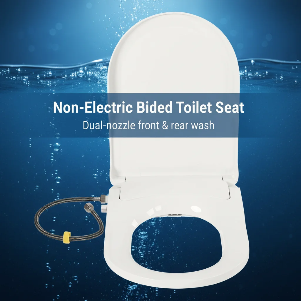 

Non-electric Toilet Seat Female/Hip Cleaning Bidet Seat with Dual-Nozzle Slow-Close Toilet Cover for 11.5-16.5cm Hole Spacing