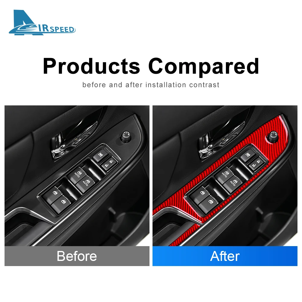 Real Soft Carbon Fiber Car Sticker For Subaru WRX 2018 2019 2020 2021 Door Window Switch Button Panel Interior Accessories