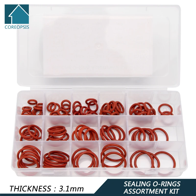 

94PCS PCP Paintball VMQ Red Silicone Sealing O-rings High Pressure Seal Gasket Replacements Kit 15 Big Sizes OD 15-35mm CS3.1mm