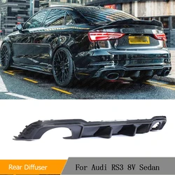 Car Rear Bumper Diffuser Lip Spoiler For Audi RS3 8V 2017 - 2019 Rear Bumper Diffuser Lip Spoiler Guard Splitters Carbon Fiber