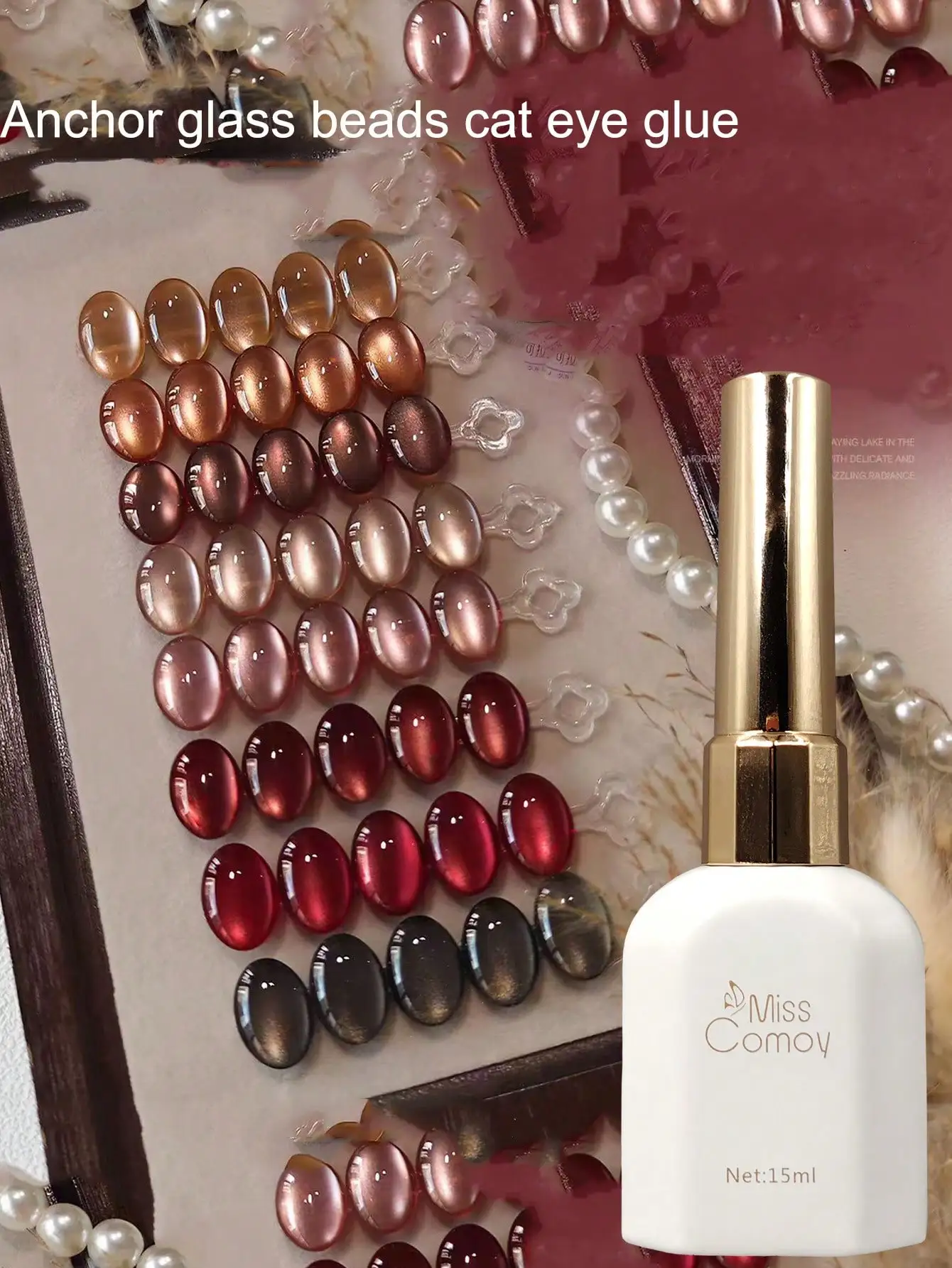 1-8Pcs Anchor Red Glass Bead Cat's Eye Nail Polish Translucent Special Effect 2026 New Autumn Winter Maillard Collection