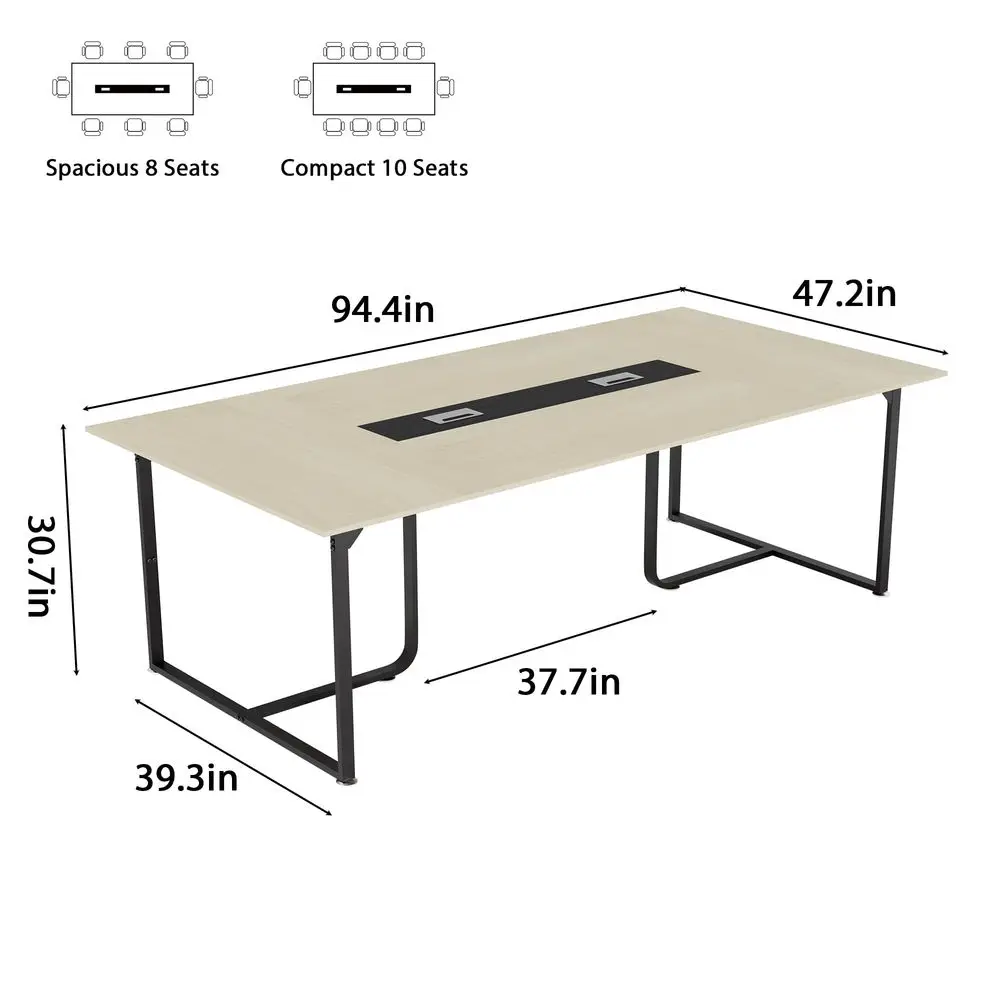 

Conference Table,94.4 L x 47.2 W x30.7 H Meeting Seminar Table with Grommet,Stability Enhancement,Large Conference Room Table f