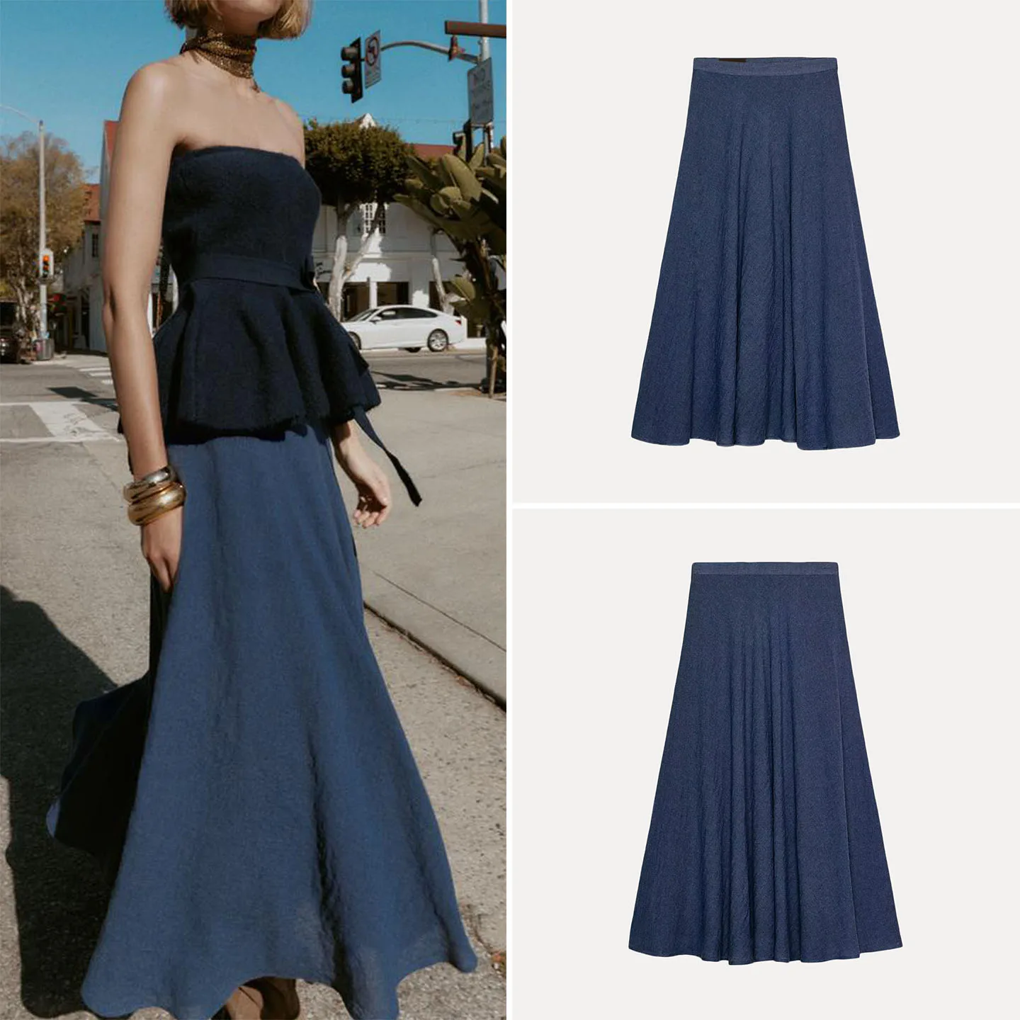 Faionable falda larga Ne Midi de invierno para mujer nueva Sle Ele versátil Dr cintura baja A-Line ape otro Material