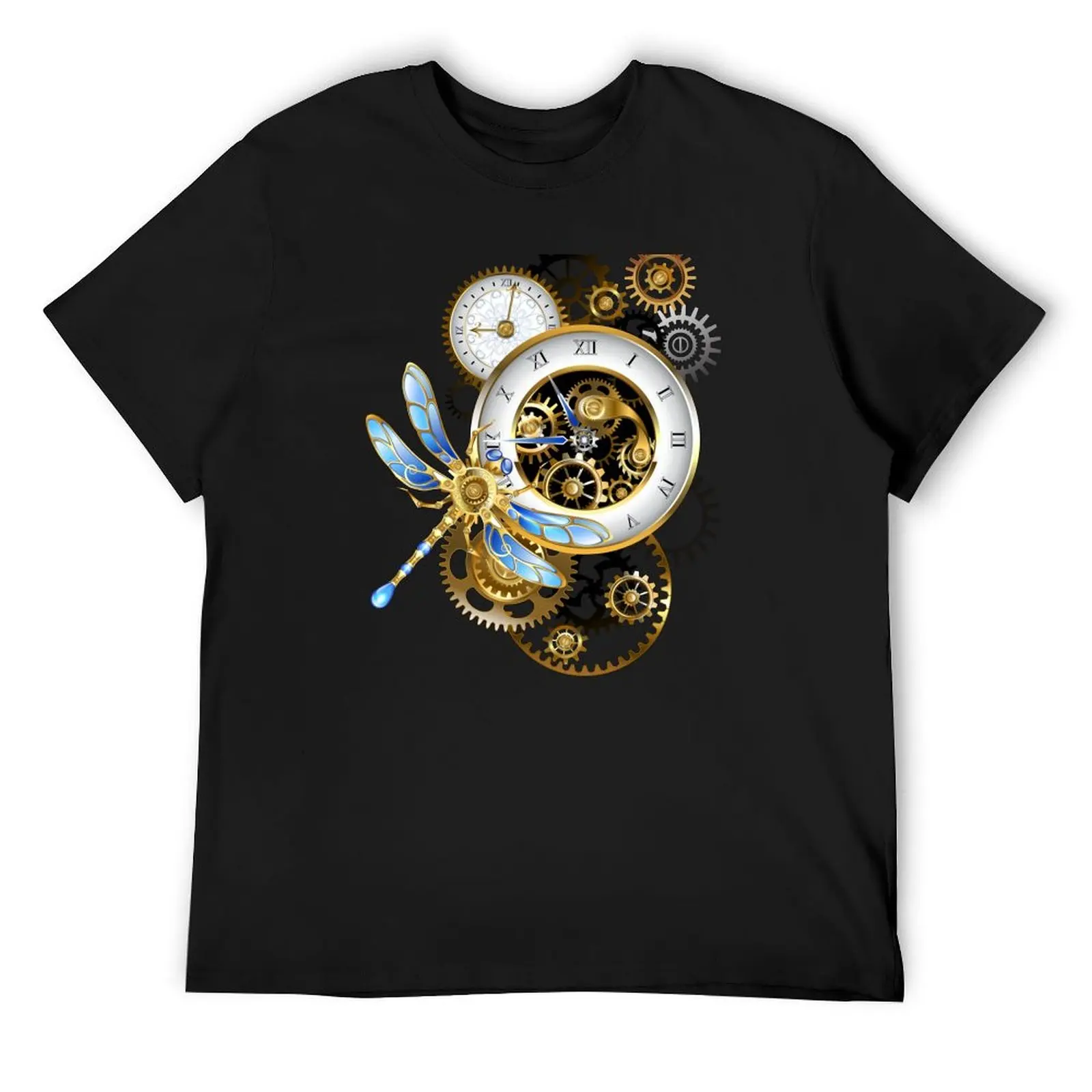 Steampunk Dials with Dragonfly T-Shirt plain anime figures oversized graphic tee sweat mens funny t shirts