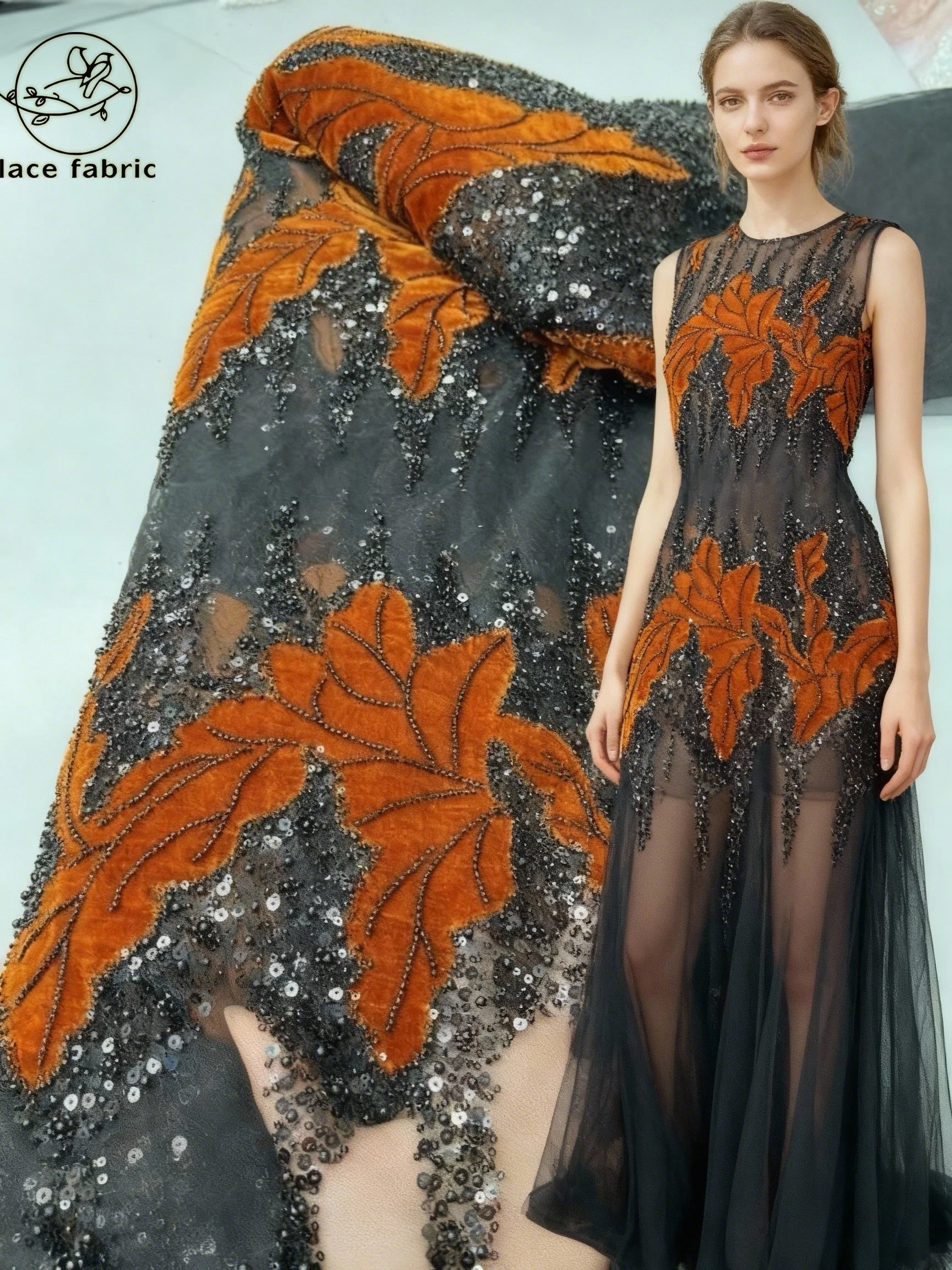 

Африканская бархатная кружевная ткань 2026, высокое качество, кружевная сетка с блестками, кружевная ткань, вышитая бисером ткань для шитья вечерних платьев