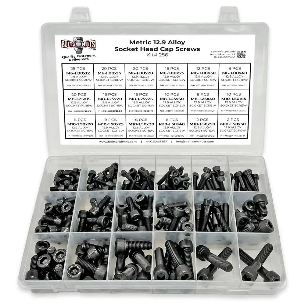 Metric 12.9 Alloy Allen Socket Head Cap Screws Bolts Assortment Set with Protective Black Oxide Finish 211 PCS