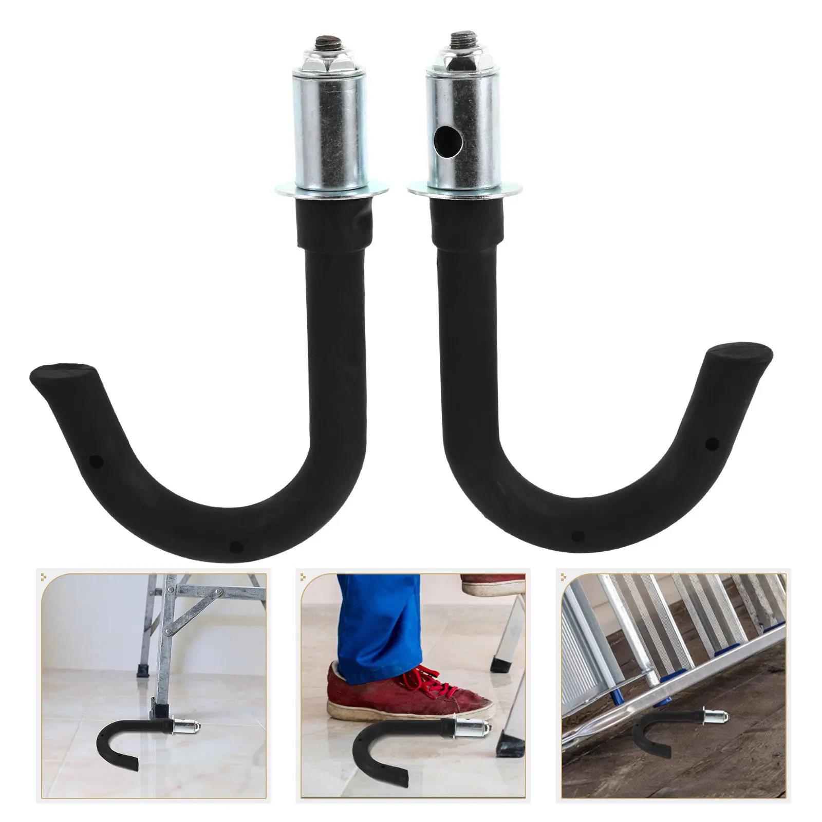 

1 Pair Telescoping Ladder Hooks Heavy Duty Detachable Stabilizer for Roof Garage Outdoor Ladder Storage Hanging