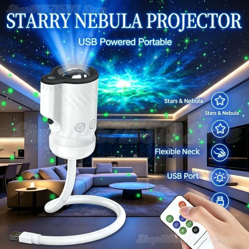 Remote Control USB Galaxy Starry Sky Projection Night Light HD Focus Imaging Light Car Home Bedroom Atmosphere Night Light Decor