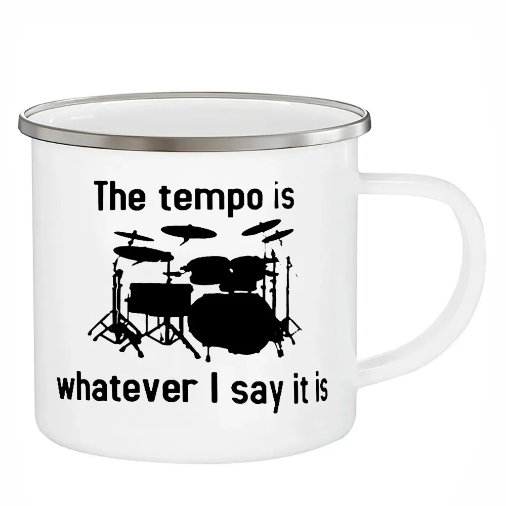 Rock Music Drummer Cups Musician Musical Mugs 12oz Enamel Tableware for Pop Singer Dancer Drinkware Drink Cocoa Tea Cup