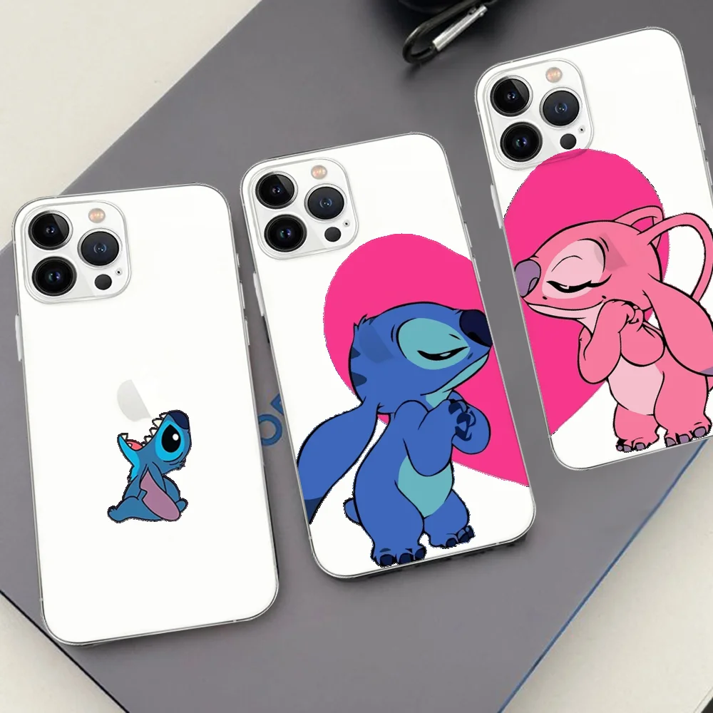 

Чехол для телефона с рисунком Лило-Ститч для Iphone 16, 15, 11, 13, 14 Pro Max 7, 8 Plus X Xr Xs Max Se2020 12 mini, прозрачный чехол