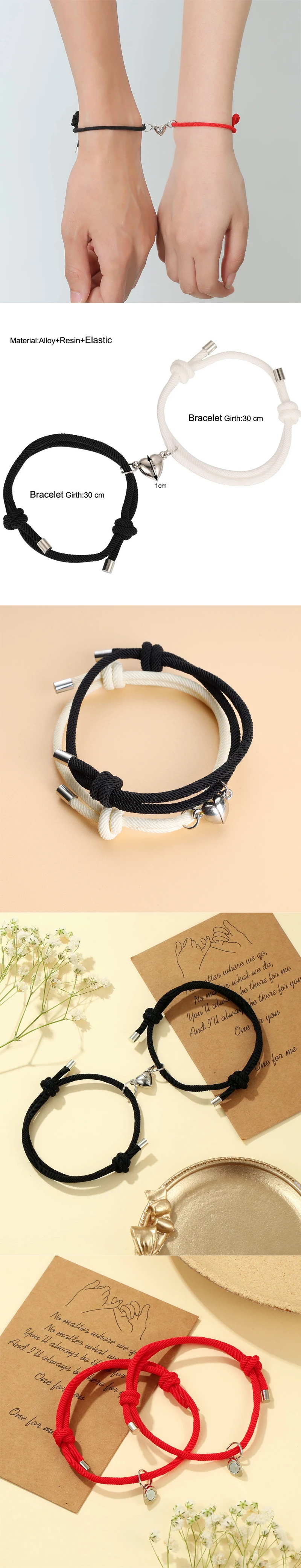 2 stücke Liebe Magnetische Herz Armband Schmuck Zubehör Armband Paar Armband Andenken Party Mode Elegantes Geschenk – Detail 1