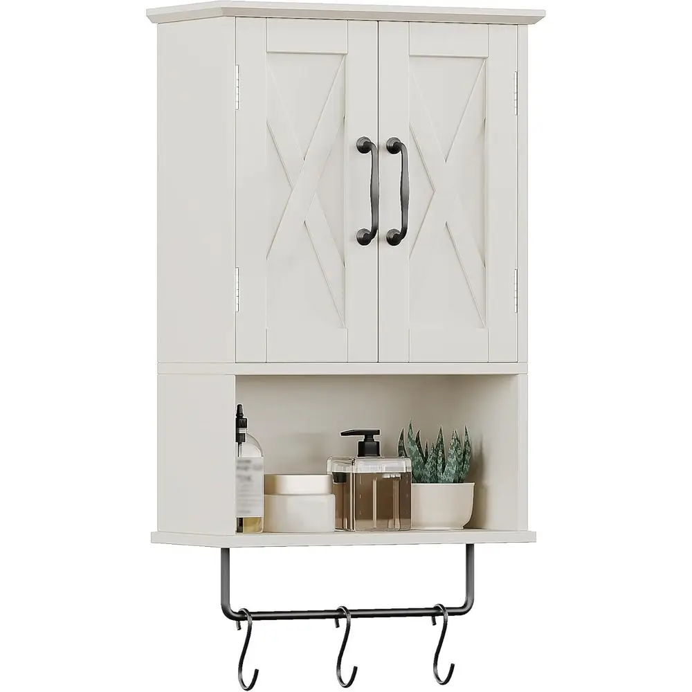 

Medicine Cabinet, Bathroom Wall Cabinet with Adjustable Shel, Towel Bar, 3 Hooks, Over The Toilet Storage Cabinet or Bathroom, K