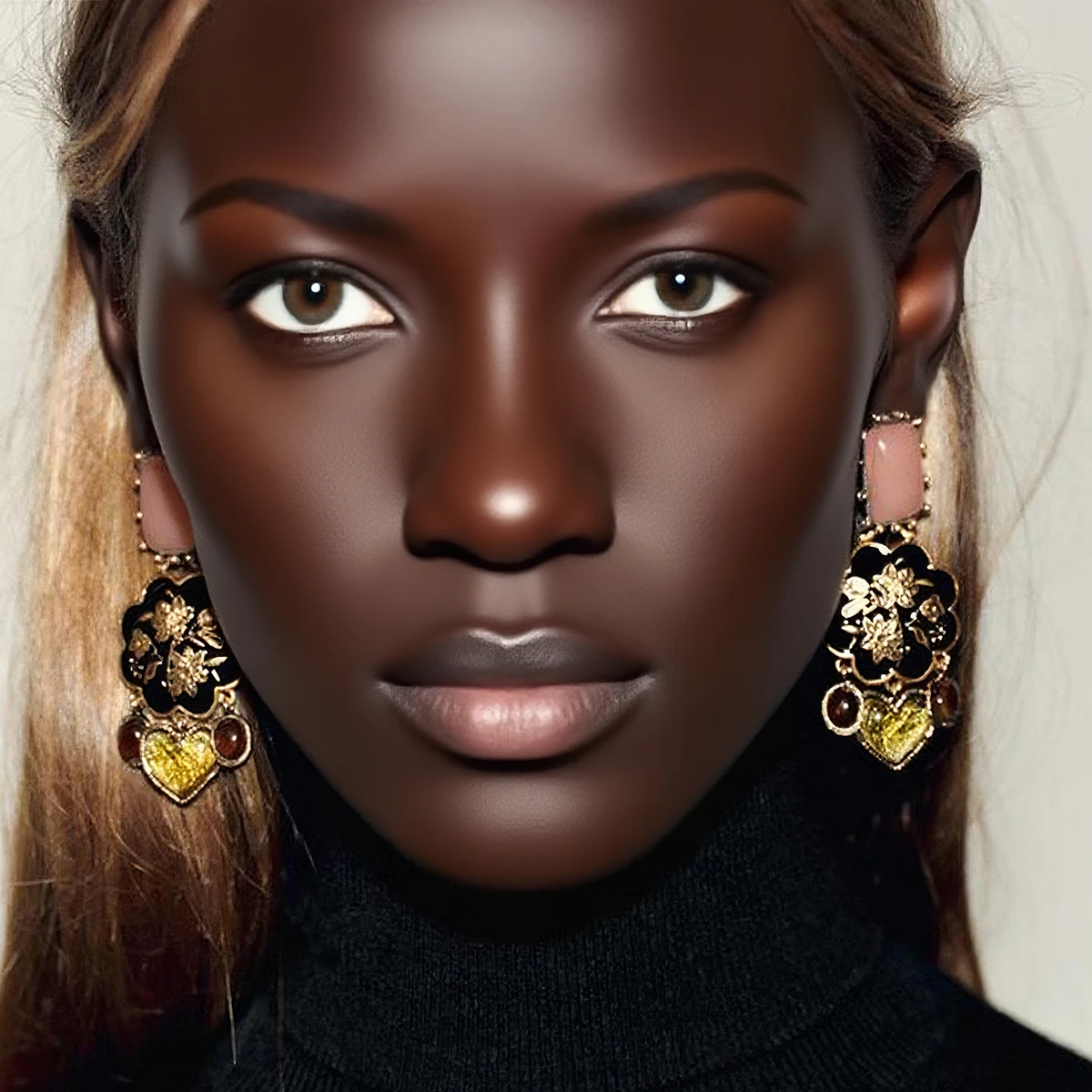 

ZAA Vintage Metal Carved Flowers Heart Drop Earrings for Women Holiday Party Jewelry Gifts