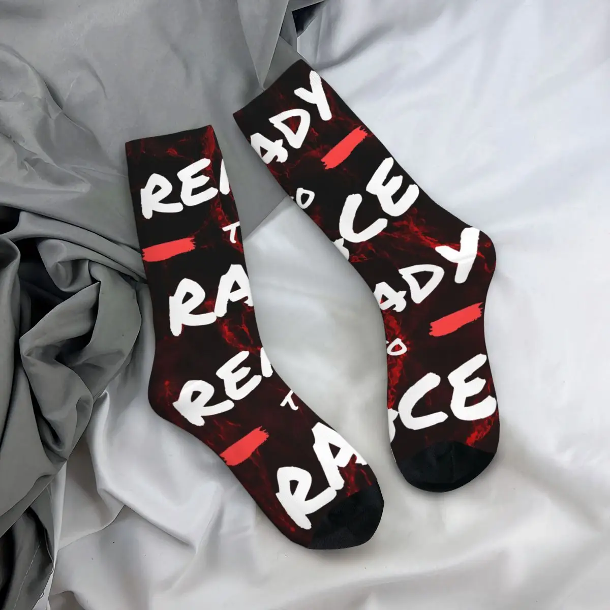 Vintage Background Men's compression Socks Unisex Ready To Race Harajuku Pattern Printed Novelty Crew Sock