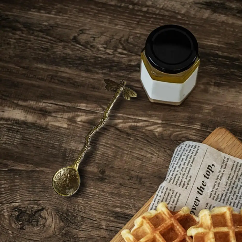 Dessert Scoop Exquisite Sturdy Construction Tea Spoon Colorfast Tea Spoon  Retro Style Dessert Scoop Restaurant Tool