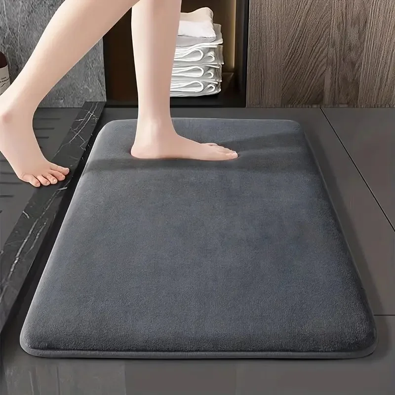 Solid Color Bathroom Mat, Bathroom Floor Mat, Entry Door Household Non-slip Foot Mat, Water-absorbent And Quick-drying Door Mat