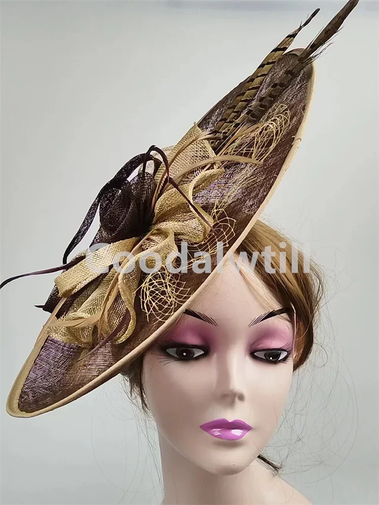 Big Derby Chic Fascinator Wedding Headpiece Large Elegant Women Church Party Millinery Cap Ladies Occasion Show Chapeau Cap