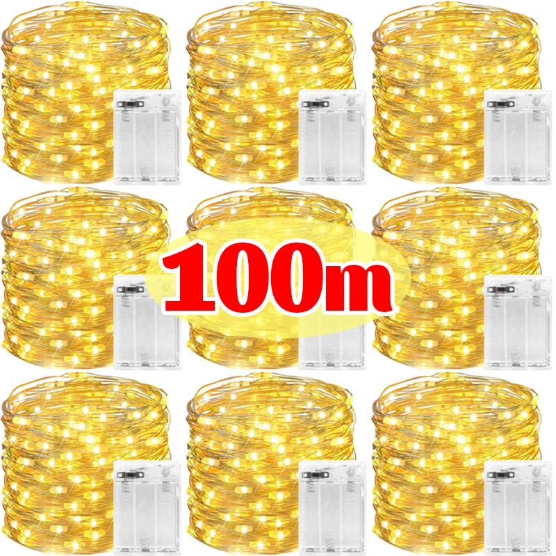 

Colorful LED Lighting Strings Warm White Copper Wire Battery Powered Fairy String Lights for Christmas Wedding Party Home Decor