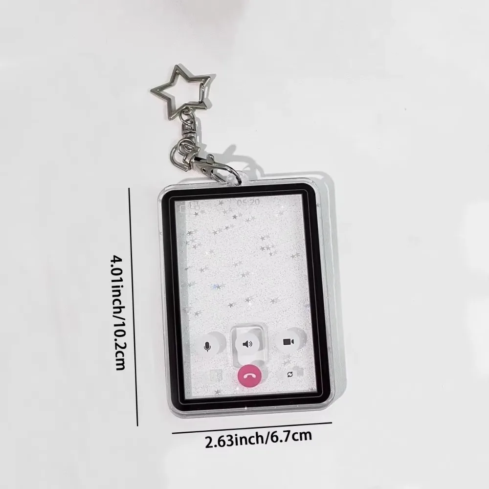 Y2K 스타일 화상 통화 배경 사진 카드 슬리브 3인치 키체인 포함 K-팝 아이돌 포토카드 보관 케이스 포토카드 홀더 소녀용